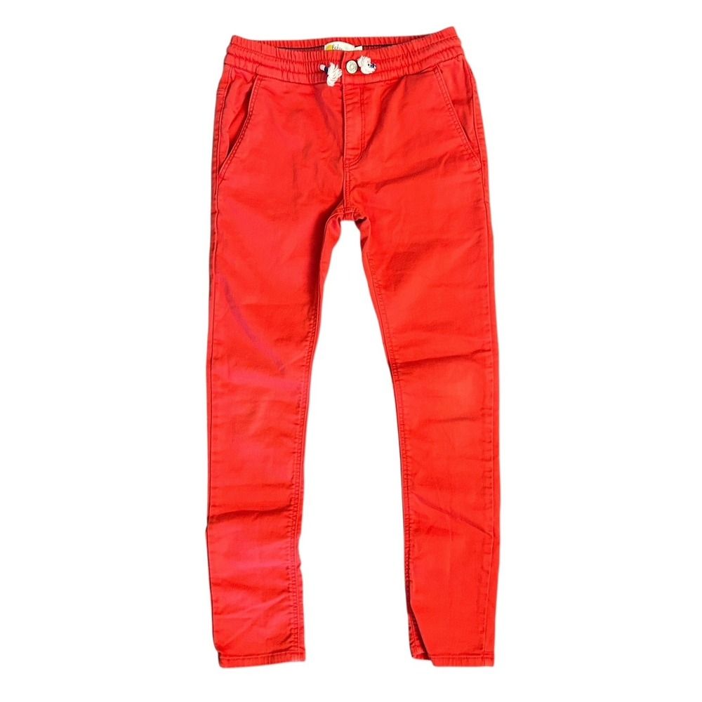Boden Girls Pants Size 11Y Bright Red Khaki Drawstring Chino Preppy School (3)
